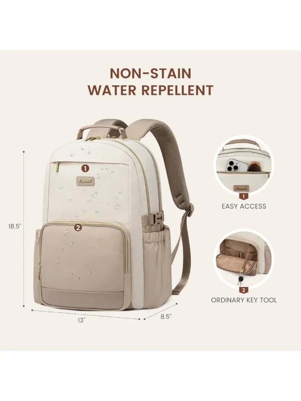 Stylish Waterproof Laptop Backpack for Women, Large Capacity Travel Bag, 17